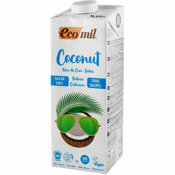 Bautura de cocos cu calciu, fara zahar, ecologica, 1l, ecomil