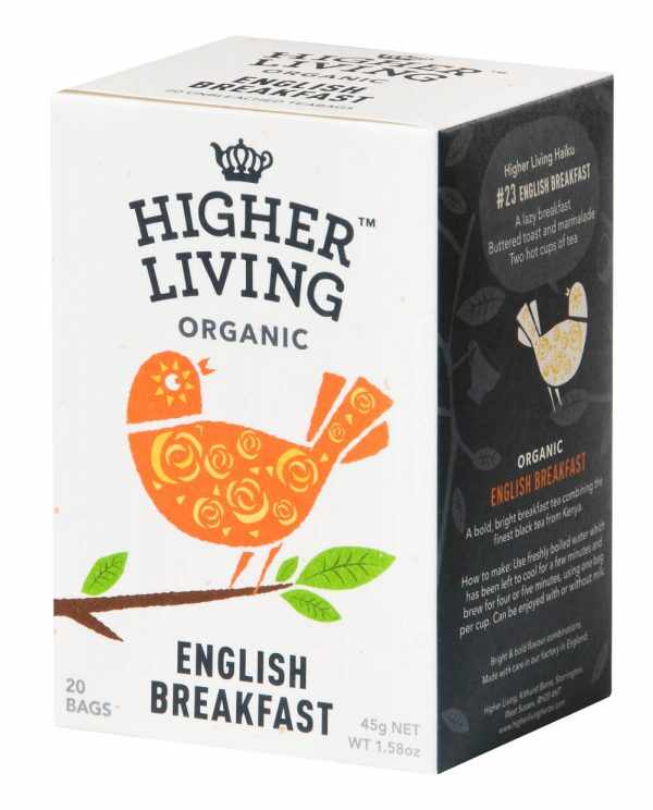 Ceai english breakfast eco, 15 plicuri, higher living