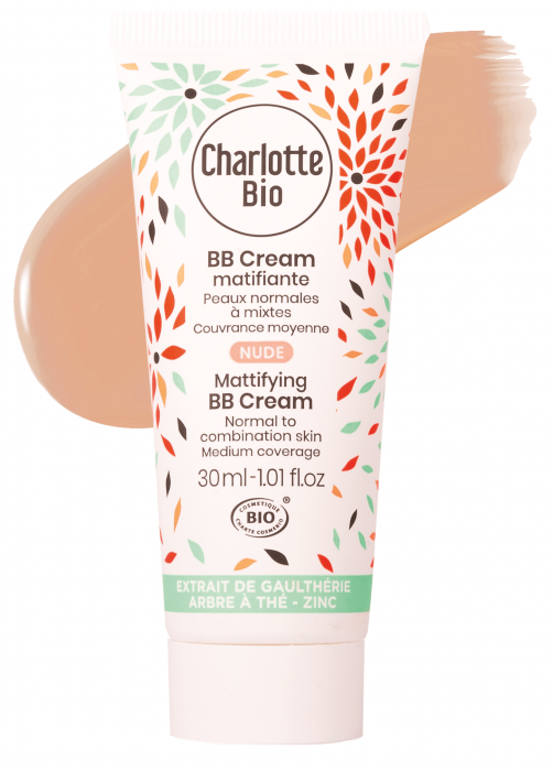 BB cream BIO matifiant Nude(piele normala si mixta), cu extract wintergreen, tea tree si zinc Charlotte Bio