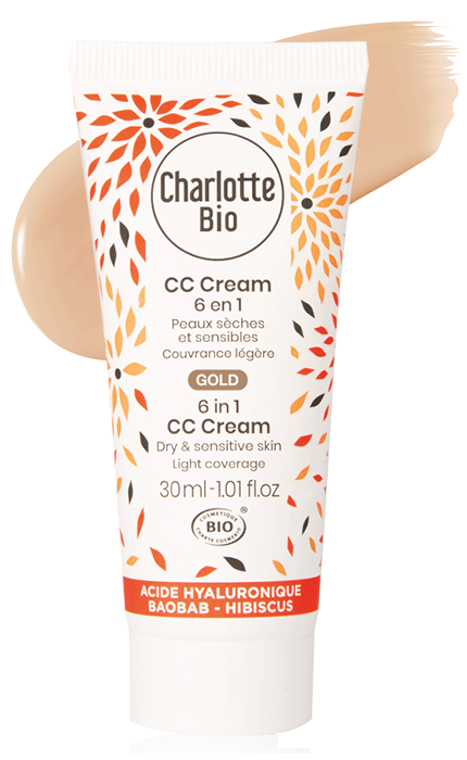 CC cream BIO 6 in 1 Gold(piele uscata si sensibila), cu acid hialuronic, baobab si hibiscus Charlotte Bio