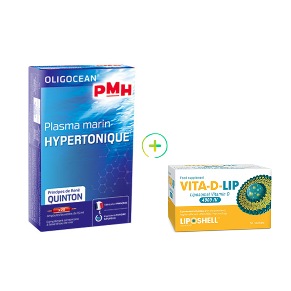 Pachet plasma quinton hipertonic + vitamina d lipozomala vita-d-lip 4000ui