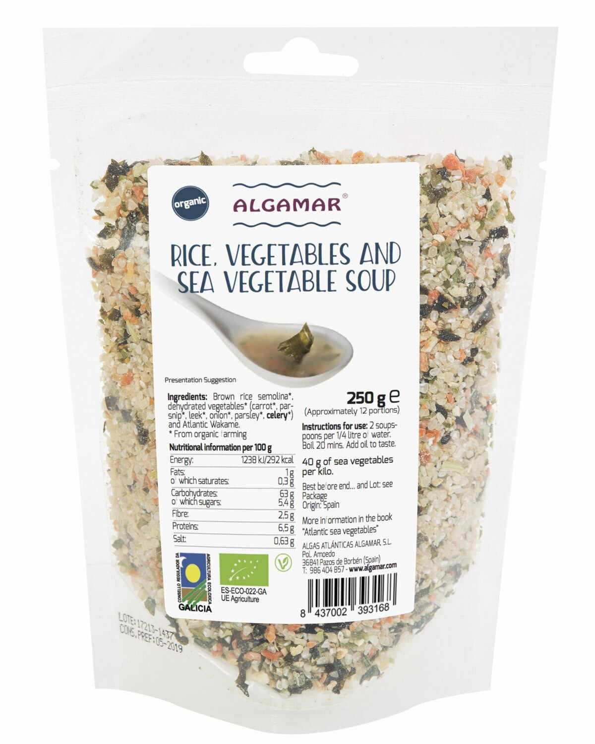 Supa cu gris din orez si alge marine, bio, 250g, algamar
