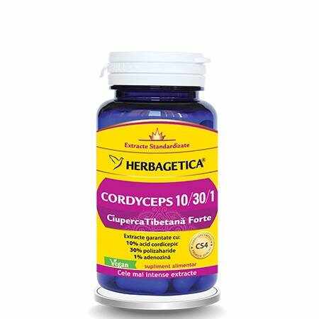 Cordyceps 10/30/1 Ciuperca Tibetana Forte - Herbagetica 30 capsule