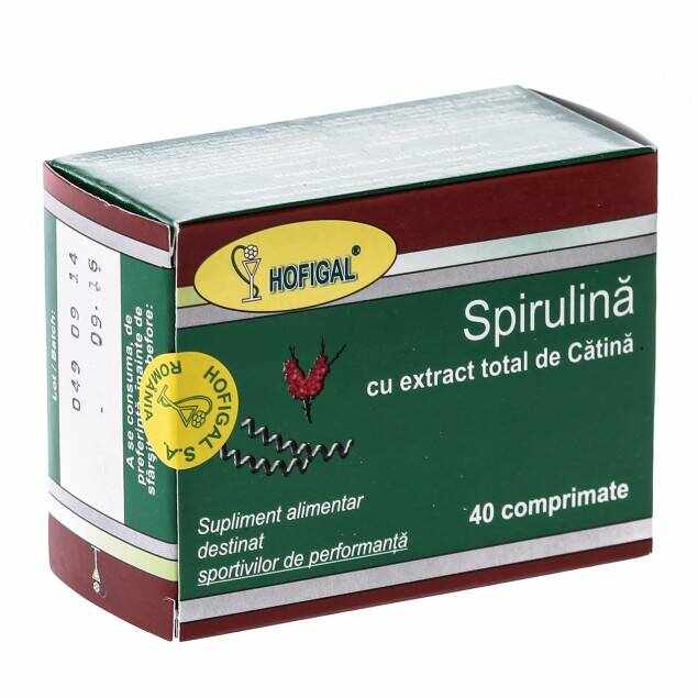Spirulina 500mg Extract de Catina 40cps - Hofigal