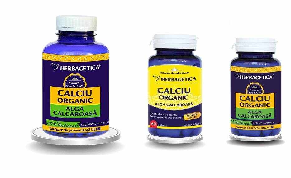 Calciu organic - Alga calcaroasa - Herbagetica 30 capsule