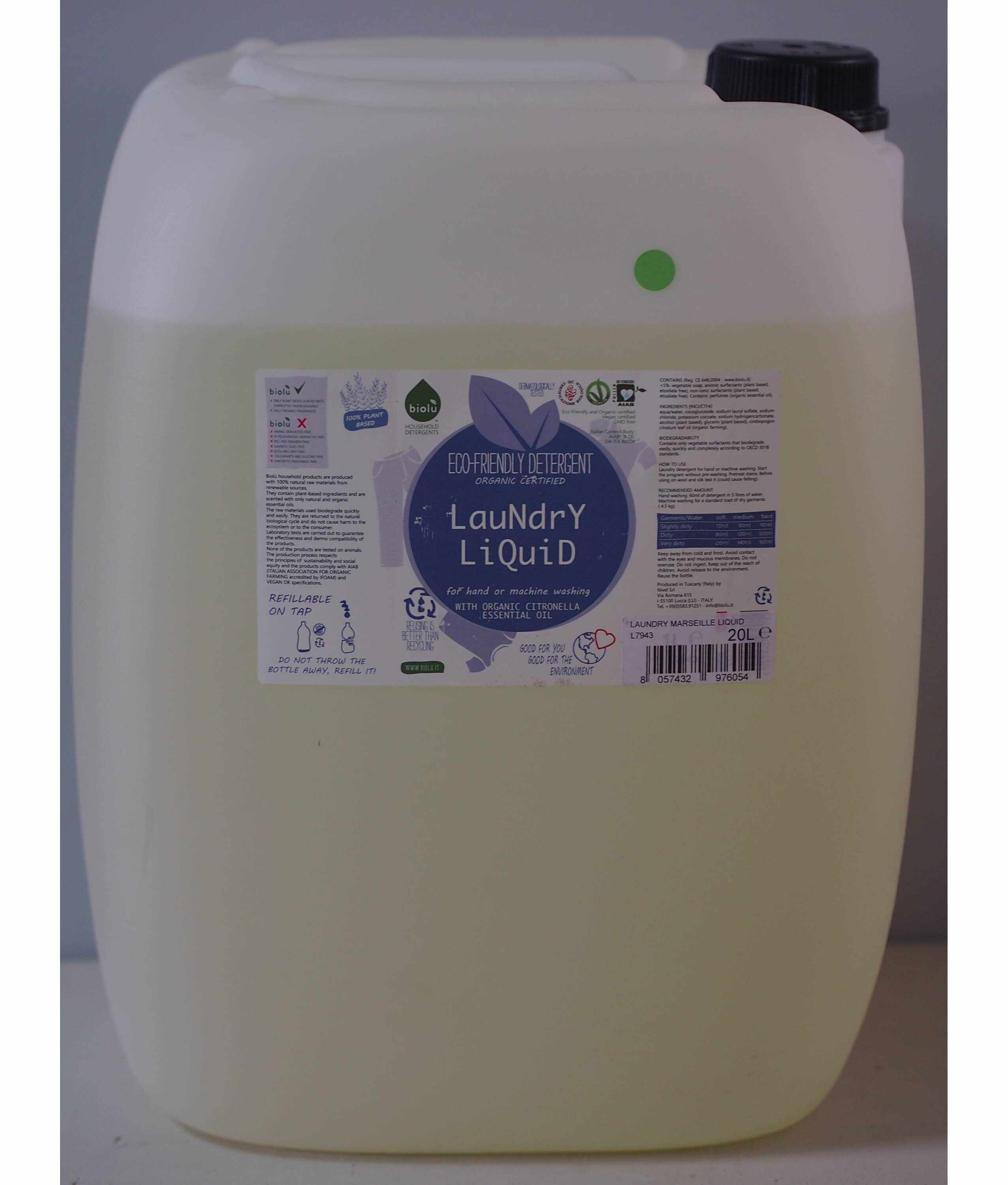 Detergent ecologic lichid vrac pentru rufe albe si colorate lamaie 20L - Biolu