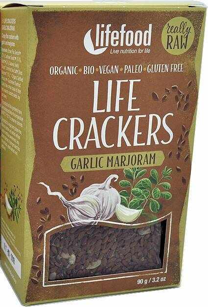Life Crackers cu usturoi si maghiran raw eco-bio 90g - Lifefood
