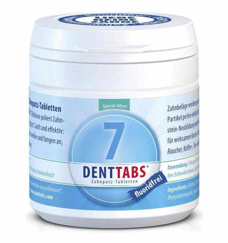 Tablete pentru curatarea dintilor cu menta si stevie, fara fluor - 125 tablete - Denttabs