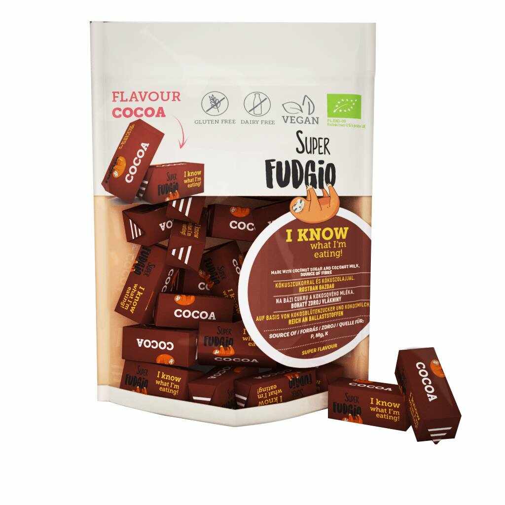 Caramele cu aroma de cacao, eco-bio, 150g, Super Fudgio