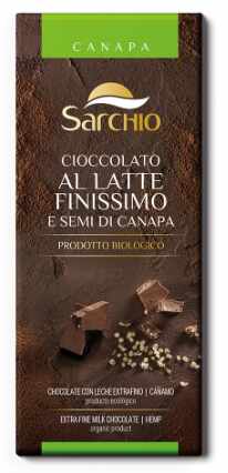 Ciocolata cu lapte si seminte canepa fara gluten eco-bio 80g, Sarchio