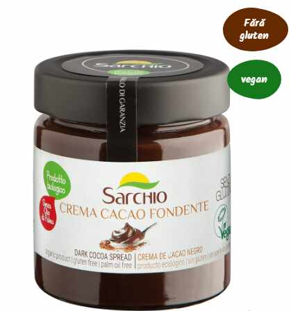 Crema de ciocolata neagra fara gluten eco-bio 200g, Sarchio