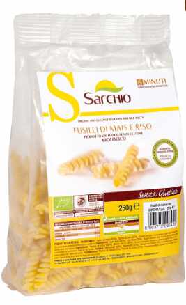 Paste fusilli din porumb si orez fara gluten eco-bio 250g, Sarchio