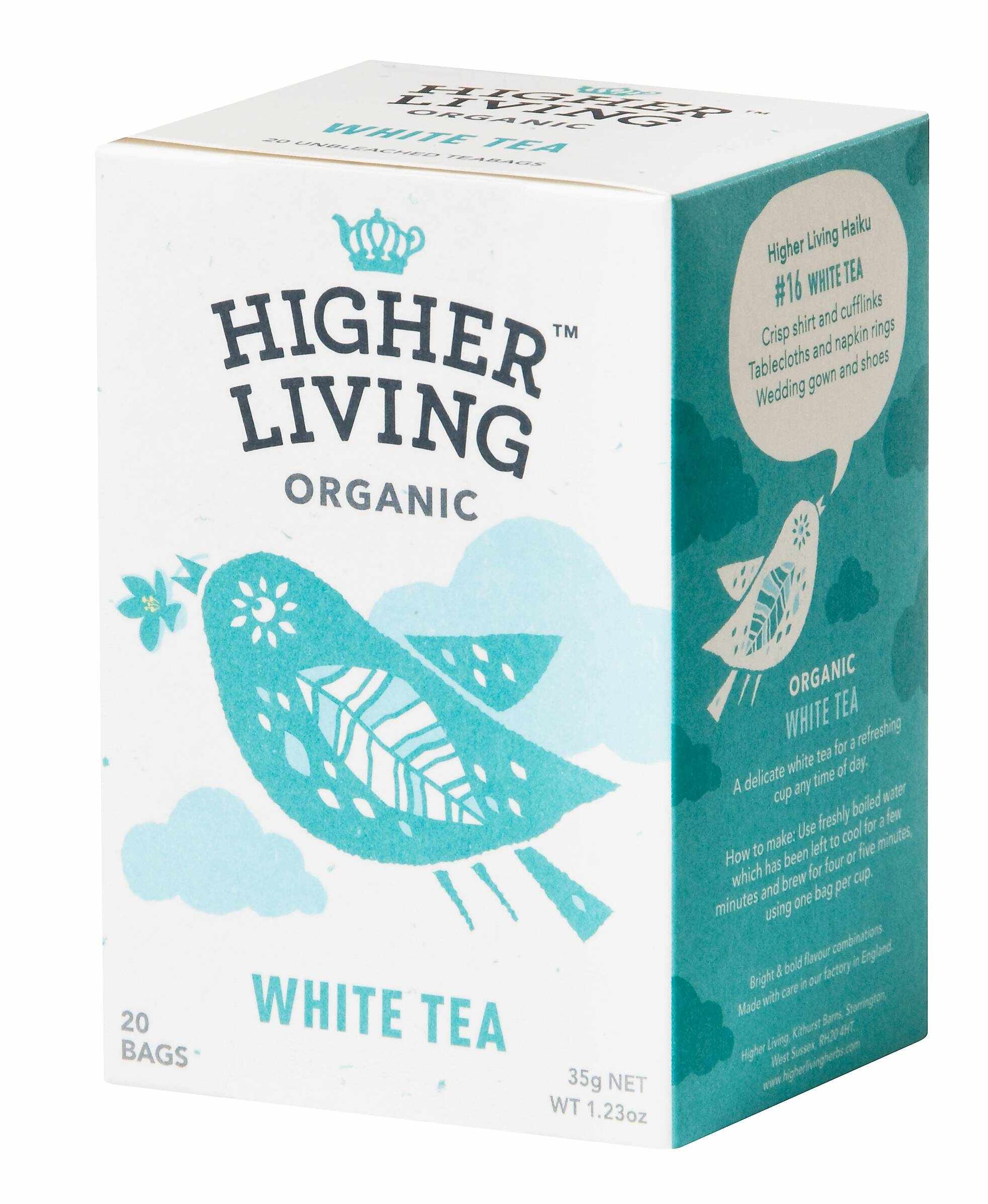 Ceai alb eco-bio, 20 plicuri, Higher Living