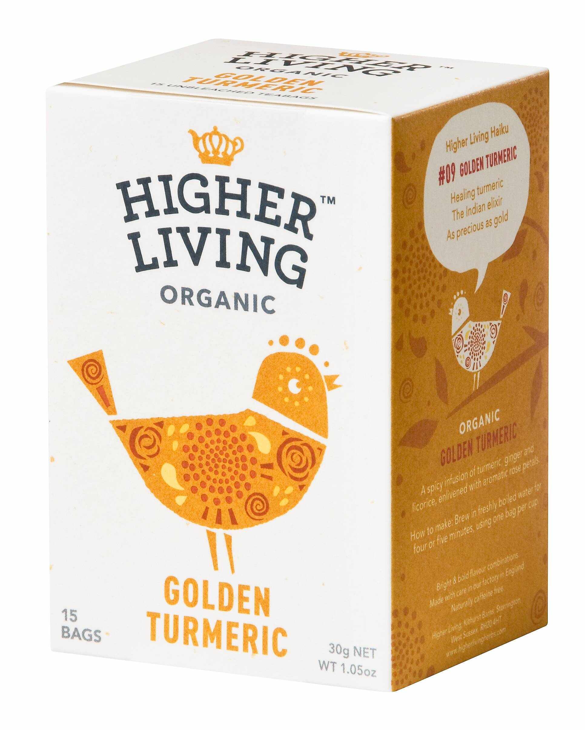 Ceai GOLDEN TURMERIC eco-bio, 15 plicuri, Higher Living