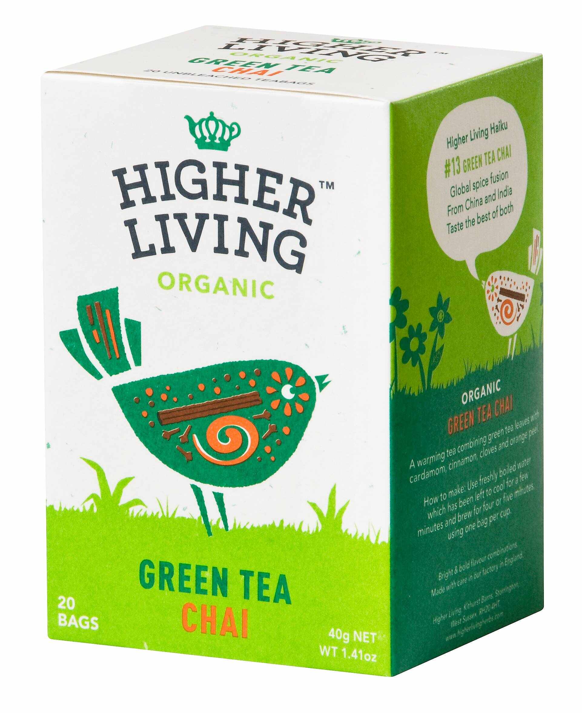 Ceai verde - CHAI - eco-bio, 20 plicuri, Higher Living