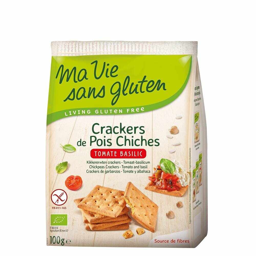 Crackers cu naut, rosii si busuioc, fara gluten, 100g, eco-bio - Ma vie sans Gluten
