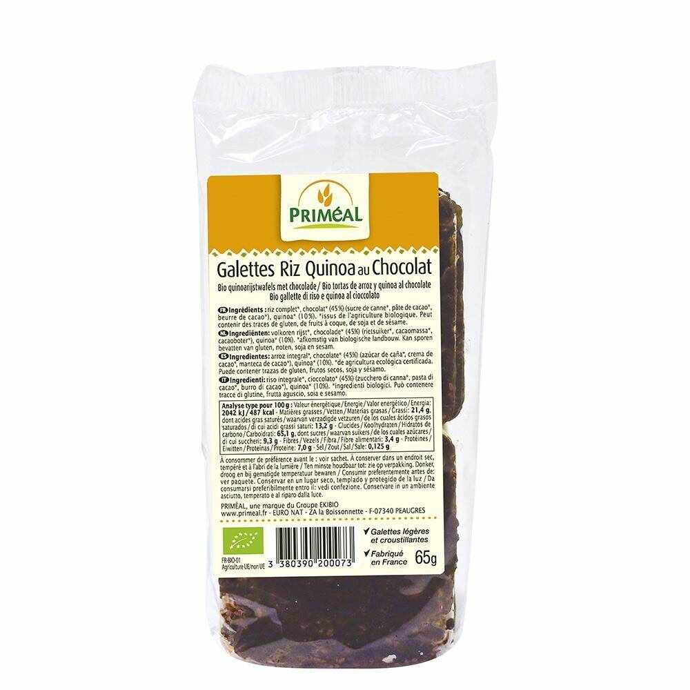 Turtite de quinoa si orez cu ciocolata 65g, eco-bio, Primeal