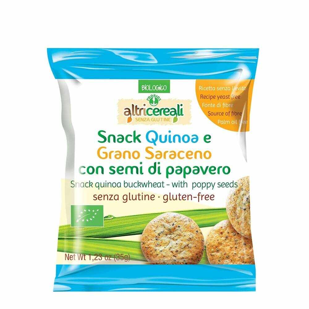 Snack din quinoa si hrisca cu seminte de mac, eco-bio, 35g - PROBIOS