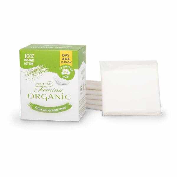 Absorbante de zi din bumbac organic biodegradabile 10 buc (3 picaturi) Natura Femina Organic