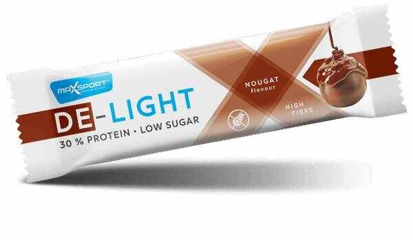 Baton proteic Nougat invelit in ciocolata cu lapte De-Light, 45g MAX SPORT
