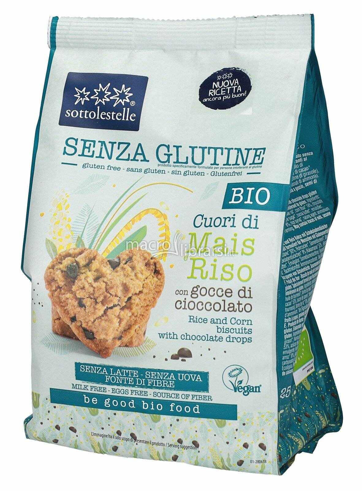 Biscuiti (vegani, fara gluten) cu ciocolata, eco-bio, 250g, Sottolestelle