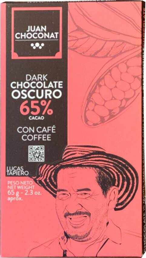 Ciocolata neagra cu cafea 65% cacao, 65g Juan Choconat