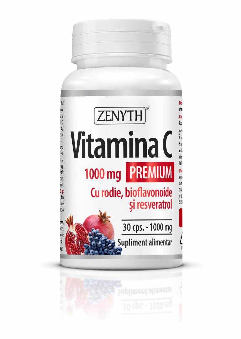 Vitamina C Premium cu rodie, bioflavonoide si resveratrol 1000mg - Zenyth 30 capsule