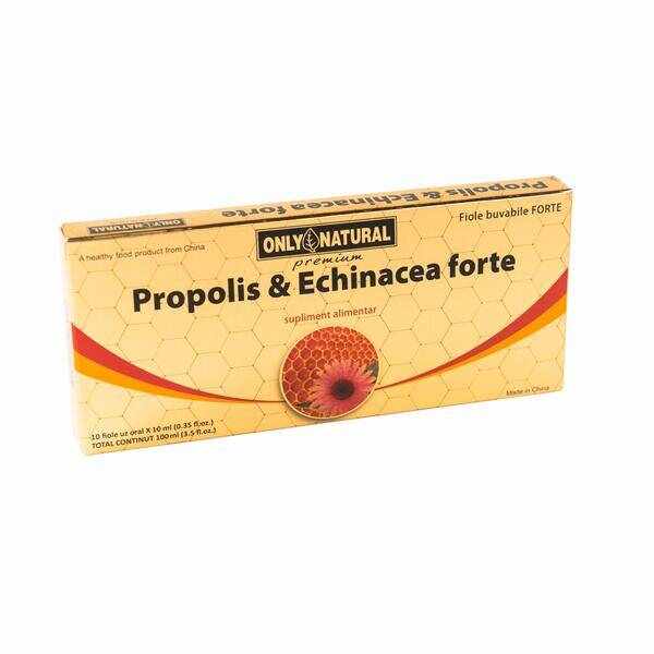 Propolis si Echinaceea Forte, 1000mg, 10 fiole - Only Natural