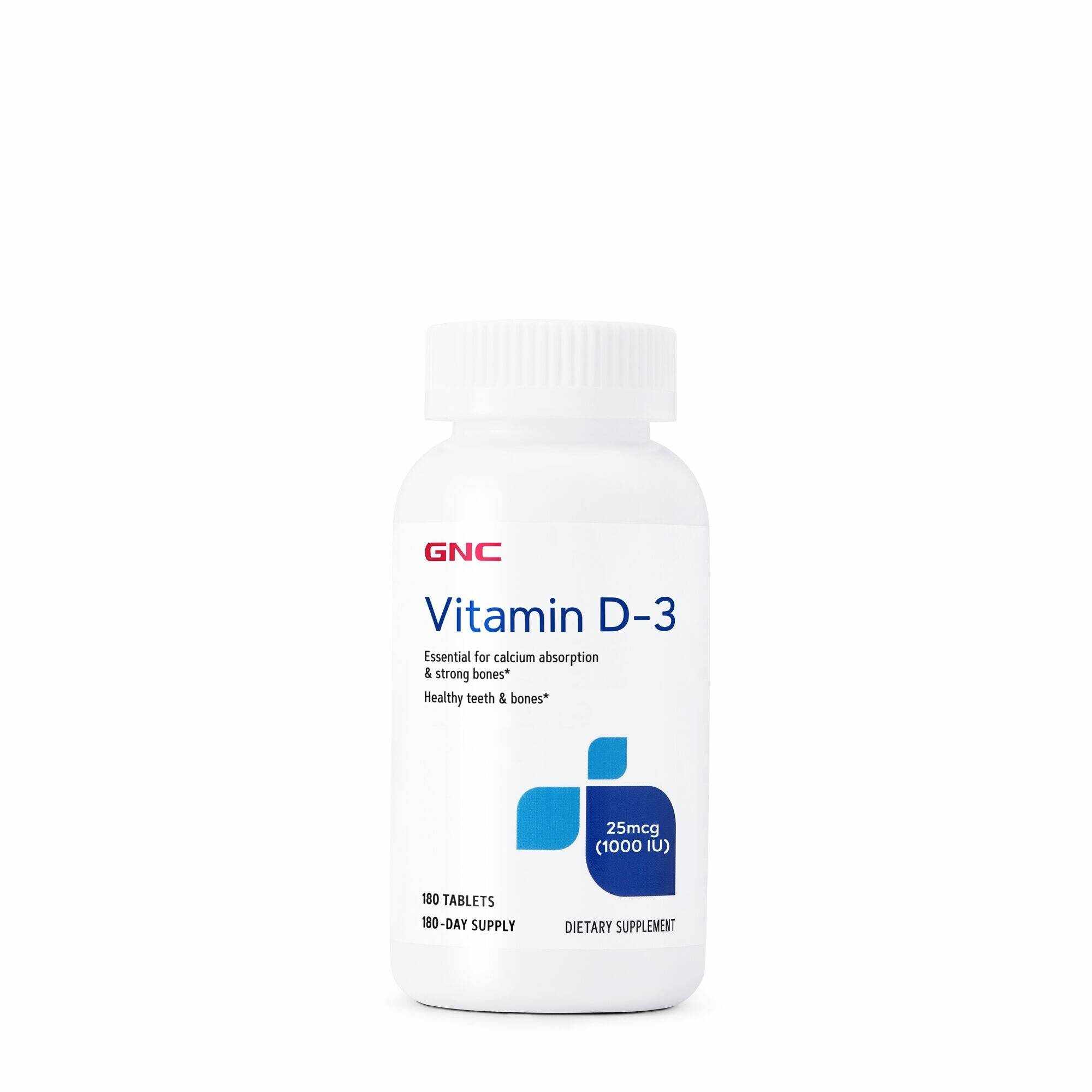 Vitamina D-3, 25 Mcg 1000ui, 180 Tablete- GNC