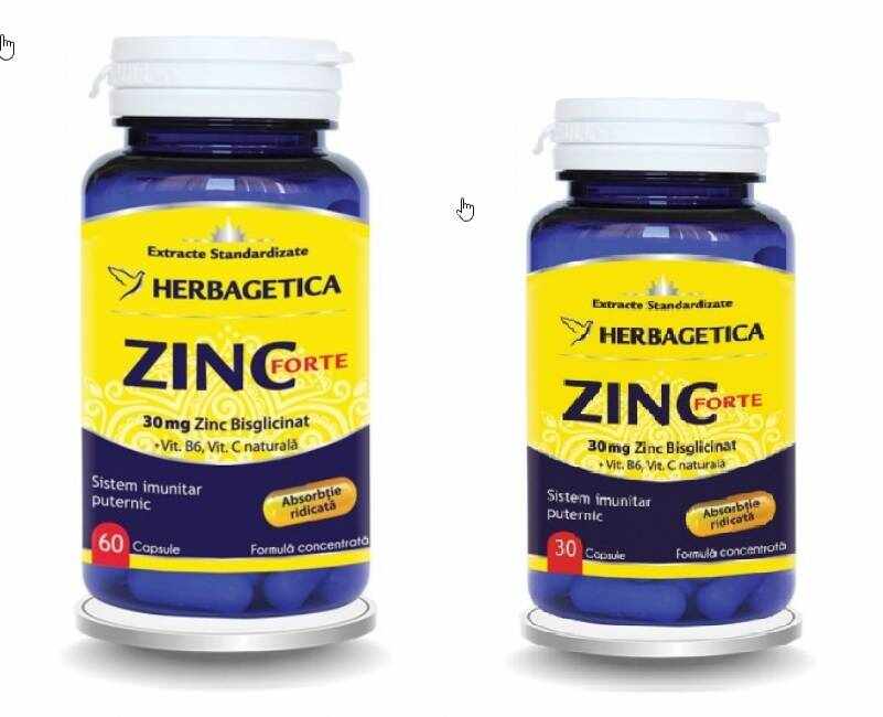 Zinc Forte 30mg, Herbagetica 120 capsule