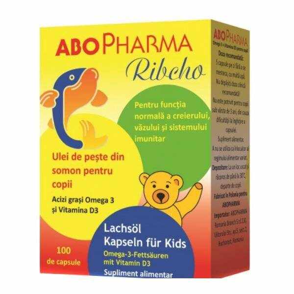 Ribcho ulei de Peste din Somon si Vitamina D3 pentru Copii, 100cps - ABO Pharma