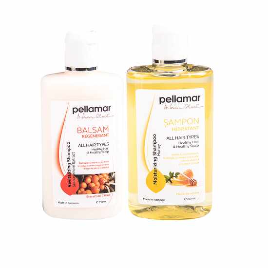 Set Beauty Hair, Sampon hidratant 250ml si Balsam regenerant cu extract de catina 250ml - Pellamar