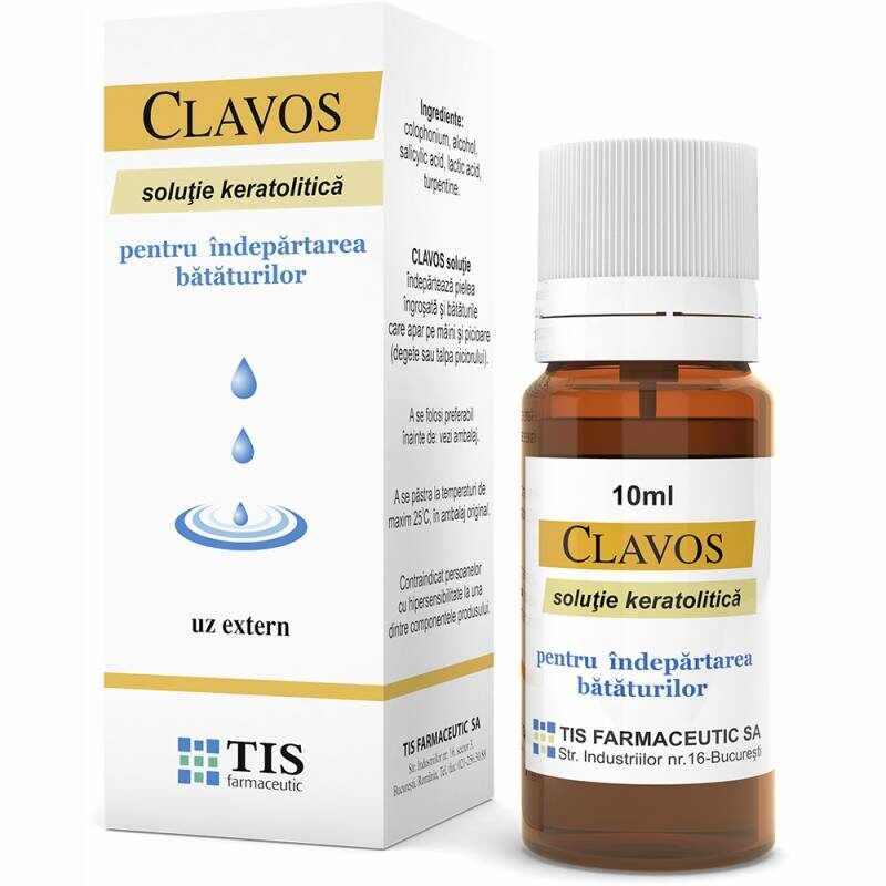 Solutie keratolitica Clavos pentru indepartarea bataturilor, 10ml - Tis Farmaceutic