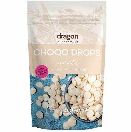 Choco drops White ciocolata alba, eco-bio, 250g - Dragon Superfoods