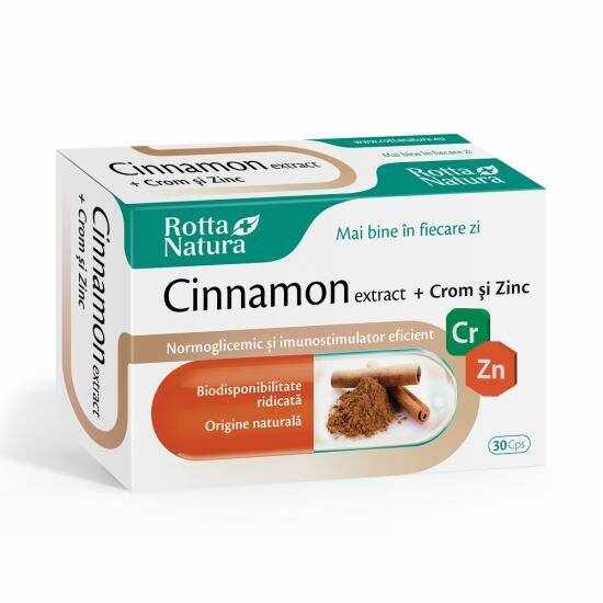 Cinnamon extract, Crom si Zinc, 30cps - Rotta Natura