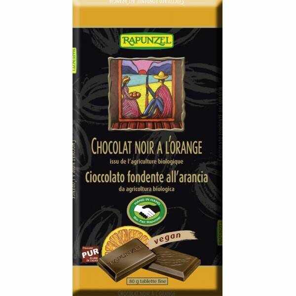 Ciocolata amaruie cu portocală si 55% cacao, eco-bio, 80g - Rapunzel