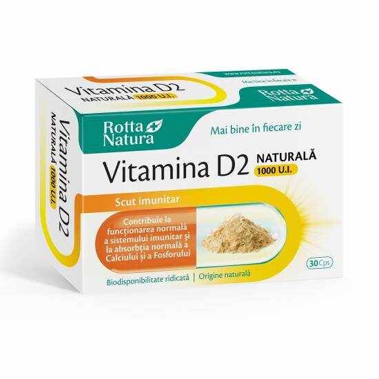 Vitamina D2 naturala, 1000UI, 30cps - Rotta Natura