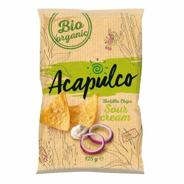 Tortilla chips cu smantana si ceapa, eco-bio, 125g - Acapulco