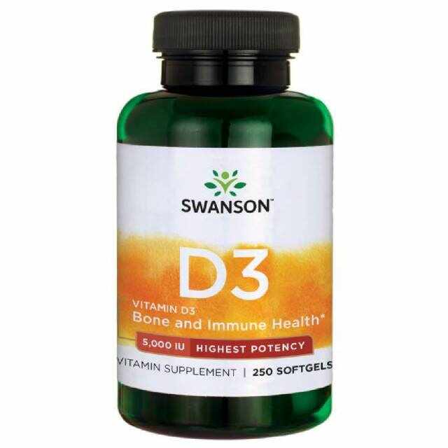 Vitamina D3, 5000ui, 250cps - Swanson
