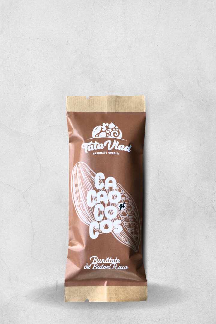 Baton cu cacao si cocos, raw vegan, 45g -Tata Vlad