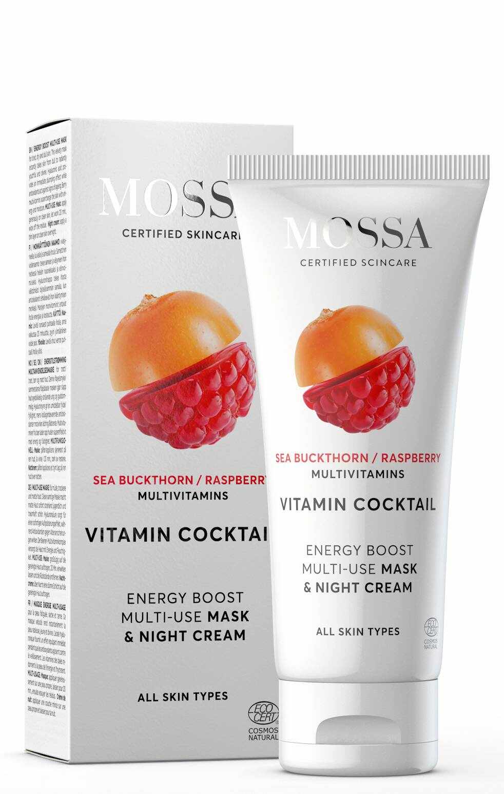 Crema de noapte si masca pentru toate tipurile de ten, Vitamin Cocktail Multi-use, 50ml- Mossa
