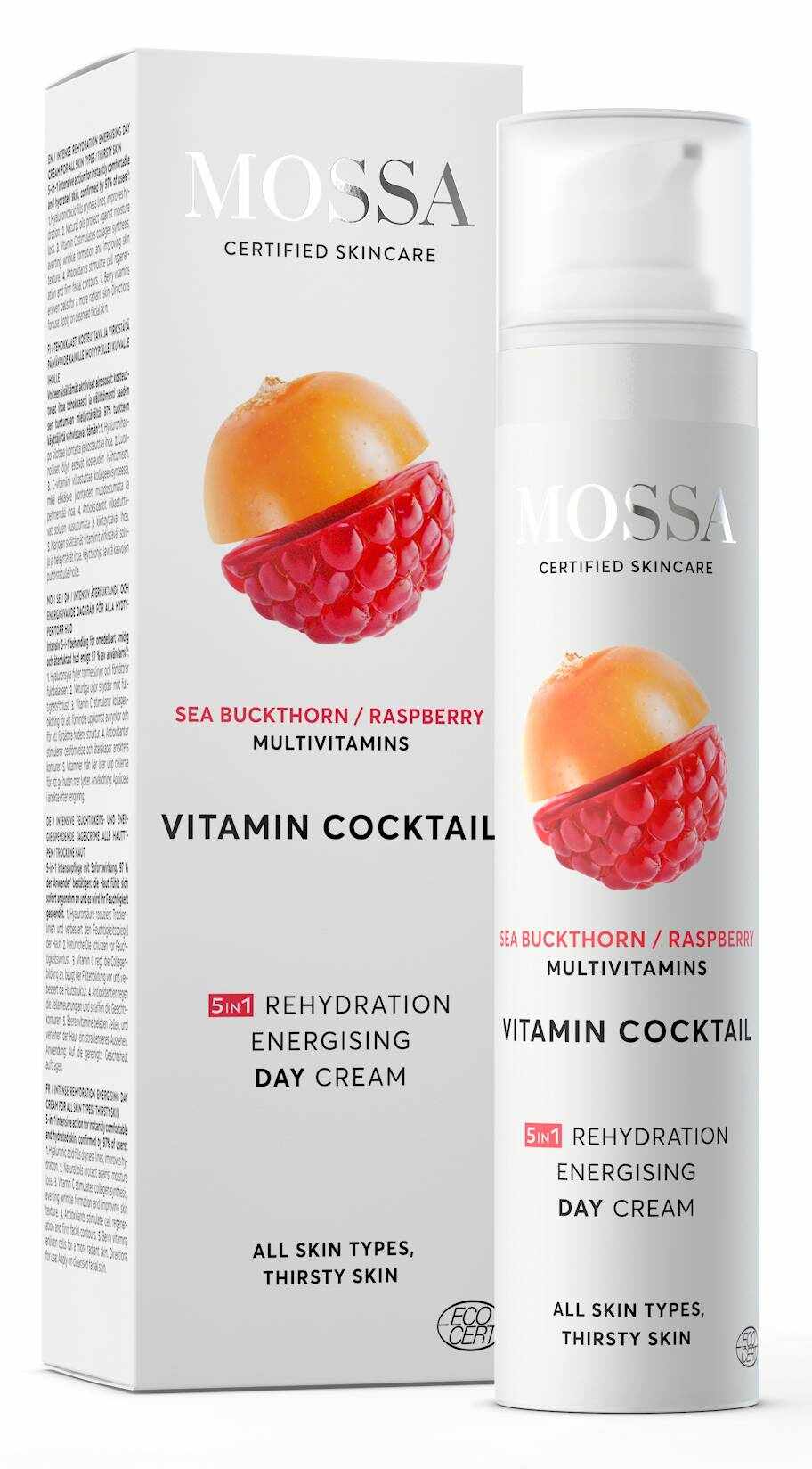 Crema de zi intens-rehidratanta, energizanta pentru toate tipurile de ten, Vitamin Cocktail, 50ml - Mossa