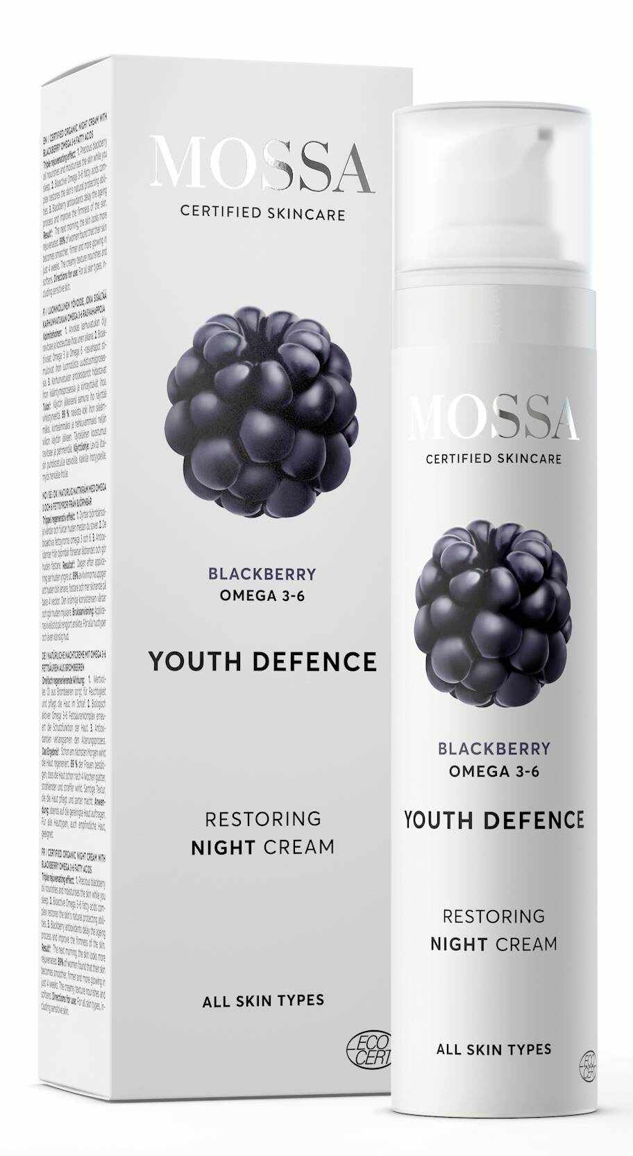 Crema reparatoare de noapte pentru toate tipurile de ten, Youth Defence, 50ml - Mossa