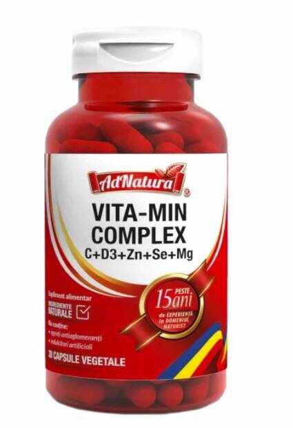 Vita-min complex vitamine c, d3, zinc, seleniu si magneziu, 30cps - Adnatura