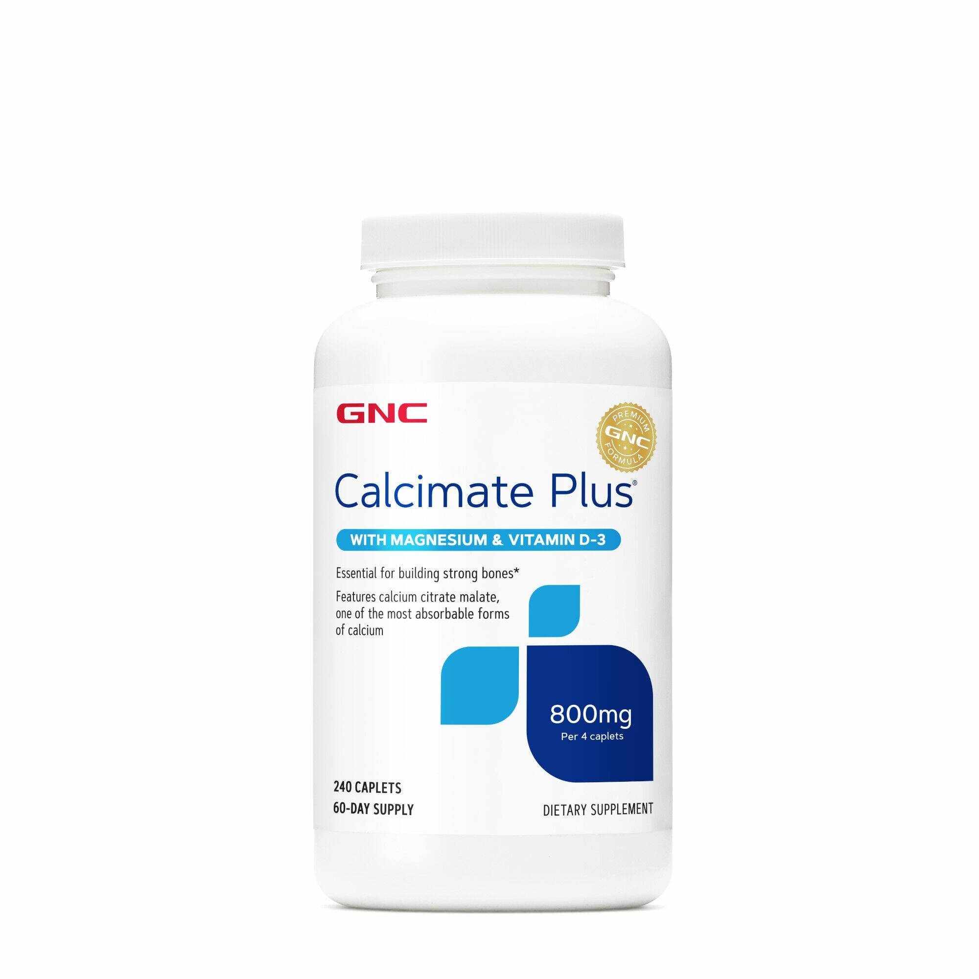 Calcimate Plus, Calciu 800mg cu magneziu si vitamina D-3, 240tbl - Gnc