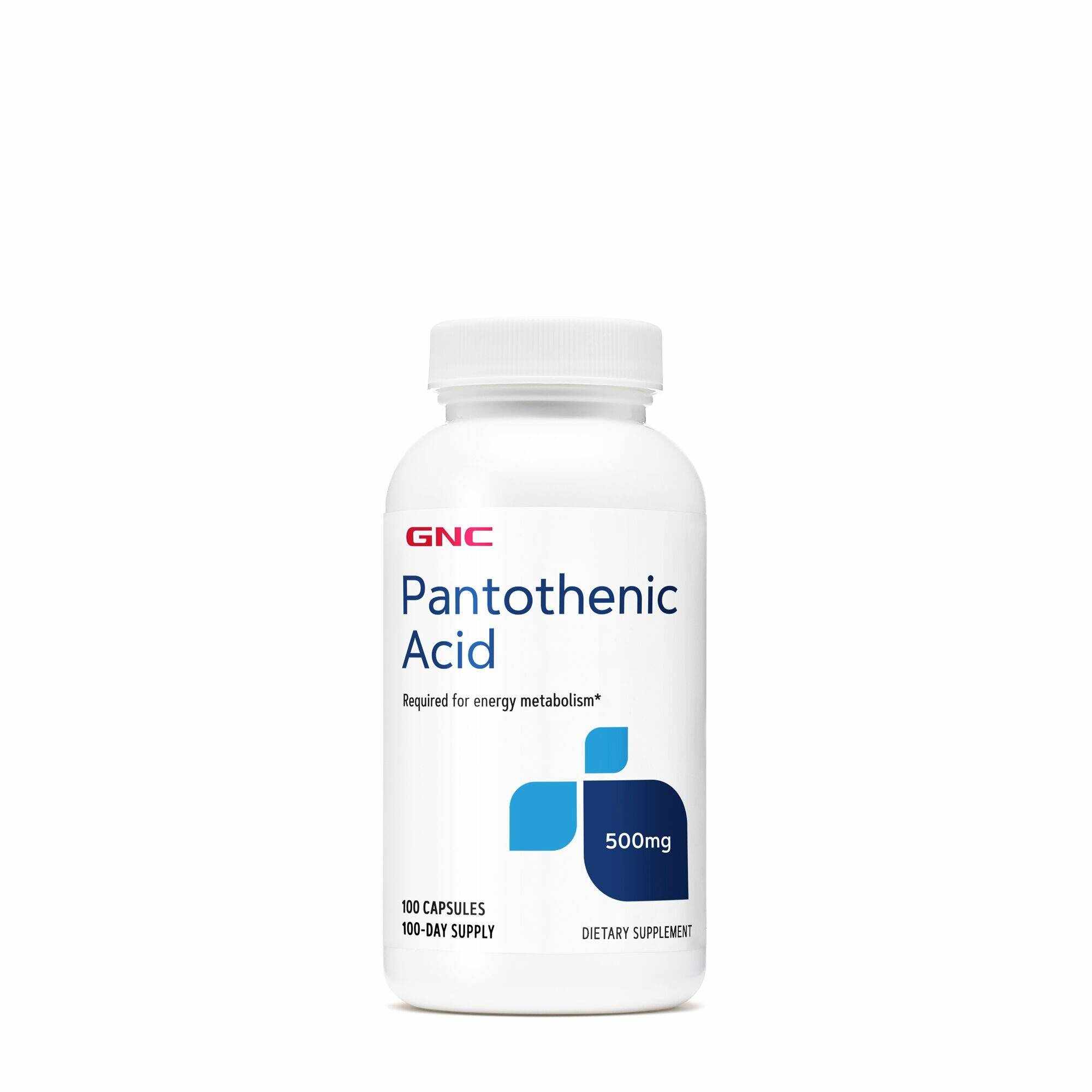 Pantothenic Acid 500mg, Acid Pantotenic, 100cps - GNC