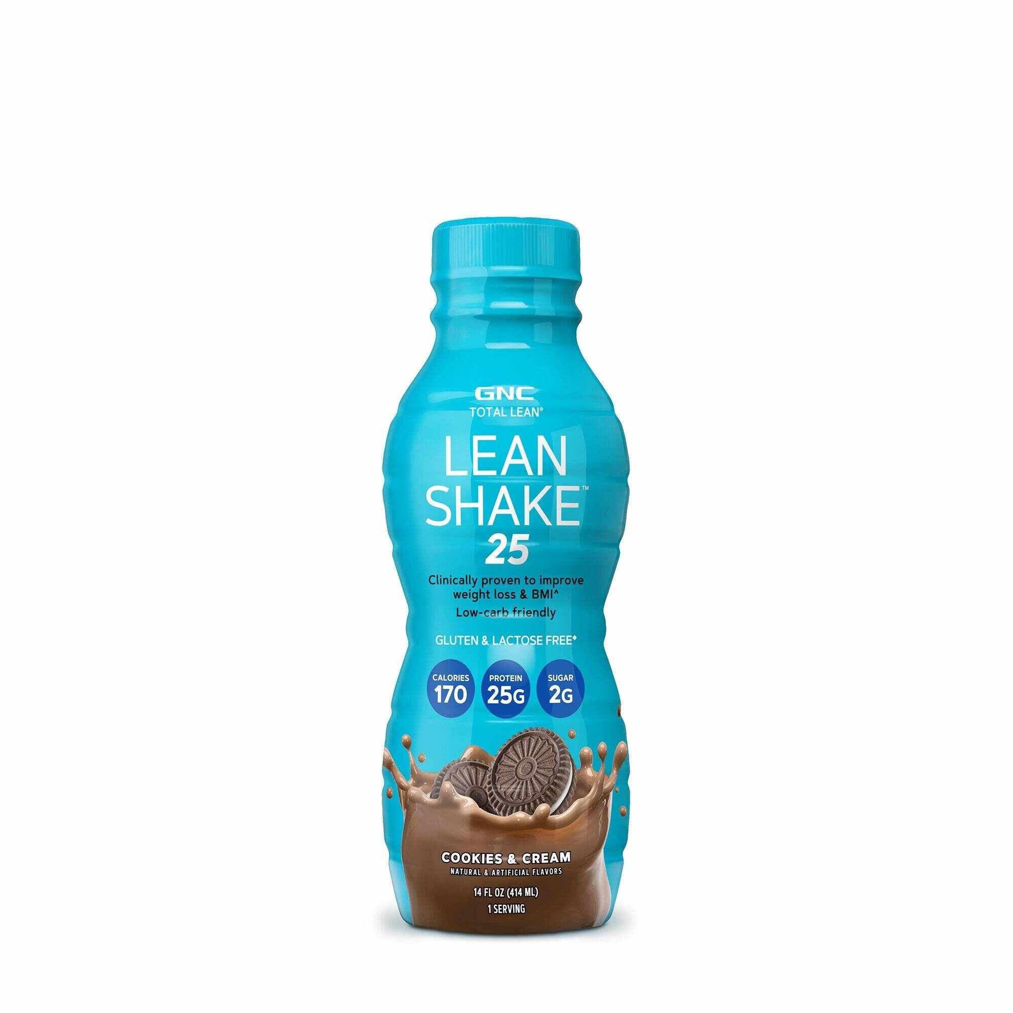 Total lean lean shake 25, shake proteic rtd cu aroma de biscuiti cu crema, 414ml - Gnc
