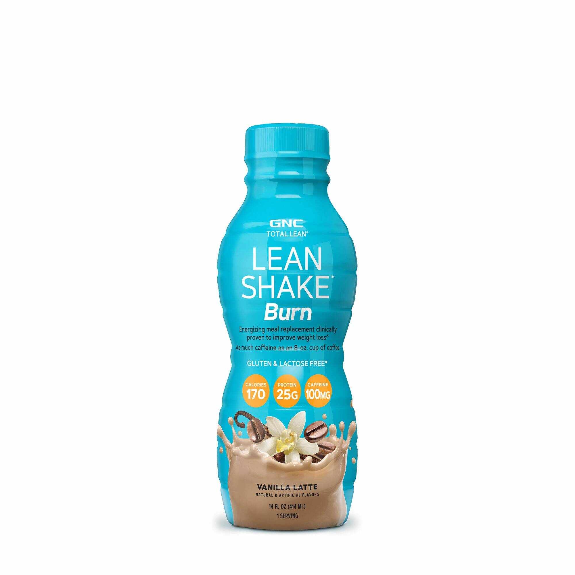 Total lean lean shake burn, shake proteic rtd cu aroma de vanilie si cafea, 414ml - Gnc