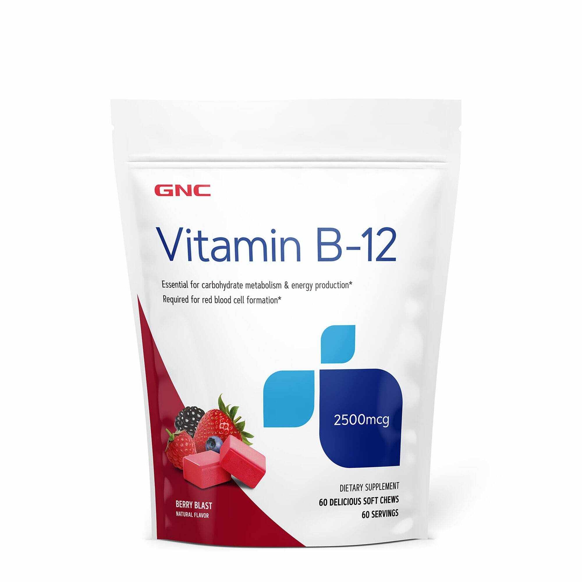 Vitamina b-12 2500 mcg, cu aroma de fructe de padure, 60caramele - Gnc