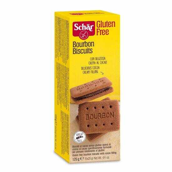 Biscuiti cu crema de cacao, Bourbon, fara gluten, 125g - Dr. Schar